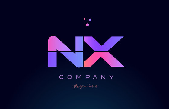 nx n x creative blue pink purple alphabet letter logo icon design
