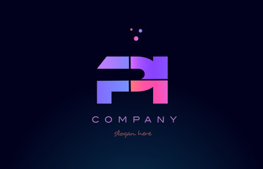 pi p i creative blue pink purple alphabet letter logo icon design - obrazy, fototapety, plakaty