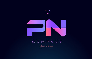 pn p n creative blue pink purple alphabet letter logo icon design