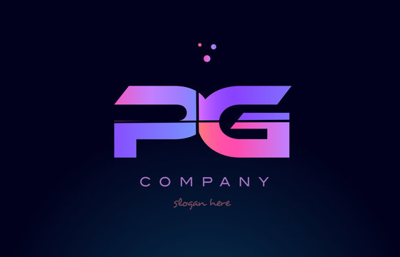 pg p g creative blue pink purple alphabet letter logo icon design