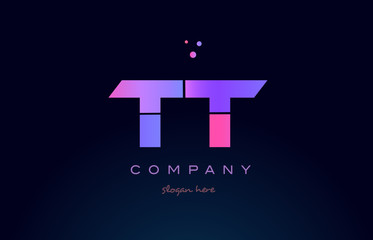 Fototapeta premium tt t creative blue pink purple alphabet letter logo icon design