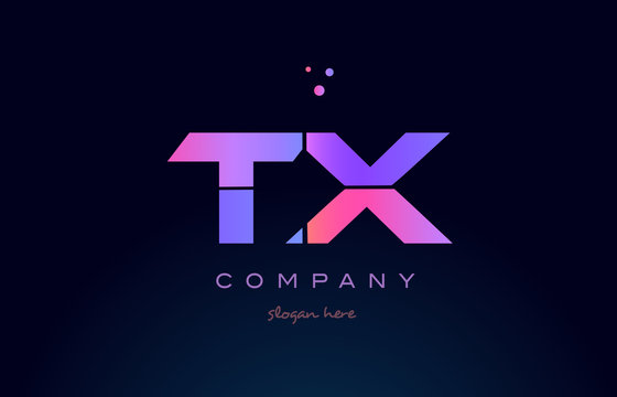 tx t x creative blue pink purple alphabet letter logo icon design