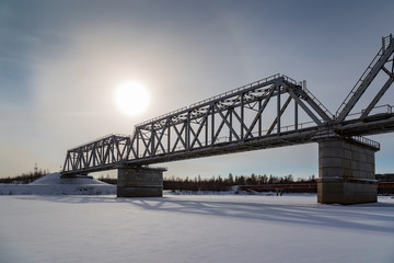 Railway bridge in winter