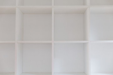 empty white bookshelf, wall cabinet