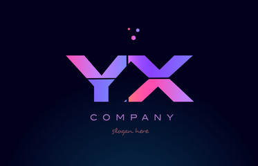 yx y x creative blue pink purple alphabet letter logo icon design