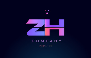 zh z h creative blue pink purple alphabet letter logo icon design