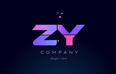Obraz premium zy z y creative blue pink purple alphabet letter logo icon design