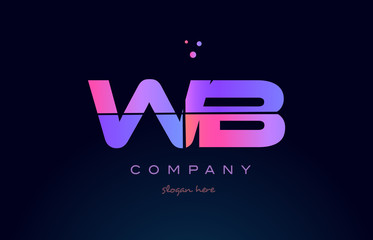 wb w b creative blue pink purple alphabet letter logo icon design