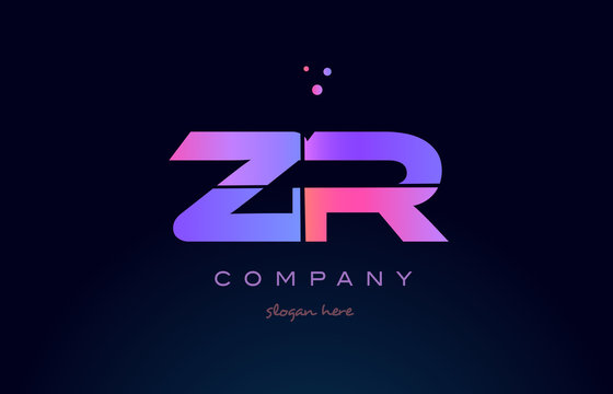 zr z r creative blue pink purple alphabet letter logo icon design