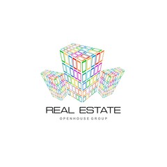 Fototapeta premium Logo template real estate, apartment, condo, house, rental, business. brand, branding, logotype, company, corporate, identity. Clean, modern and elegant style design