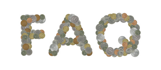 FAQ – Coins on white background