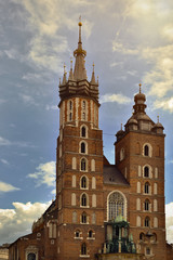 Fototapeta na wymiar Tower of Mariacki church in Cracow