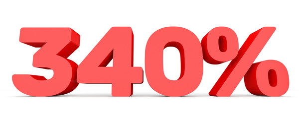 Three hundred and forty percent. 340 %. 3d illustration.