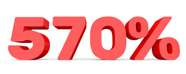 Five hundred and seventy percent. 570 %. 3d illustration.