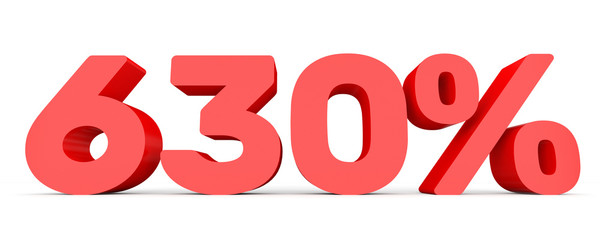 Six hundred and thirty percent. 630 %. 3d illustration.