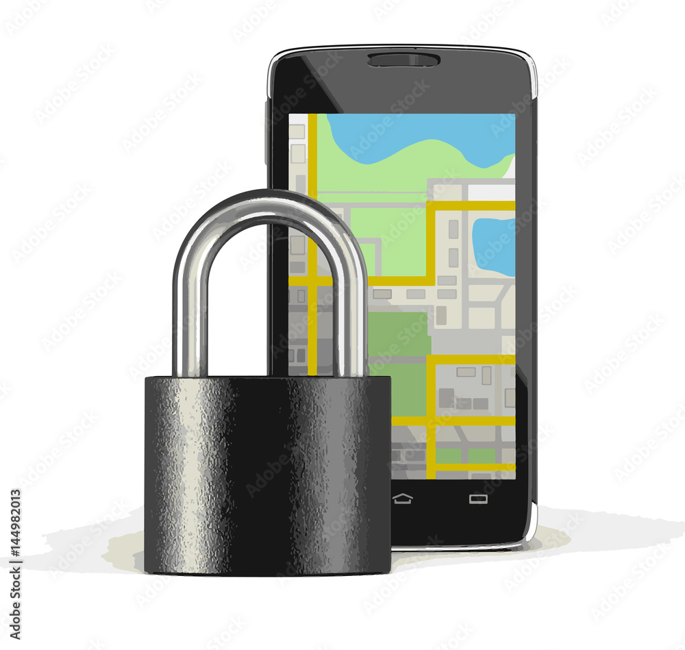 Poster touchscreen smartphone with lock. image with clipping path.