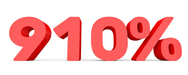 Nine hundred and ten percent. 910 %. 3d illustration.