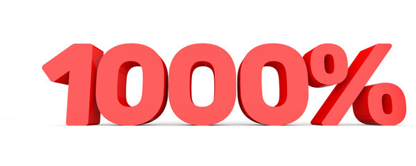 One thousand percent. 1000 %. 3d illustration.