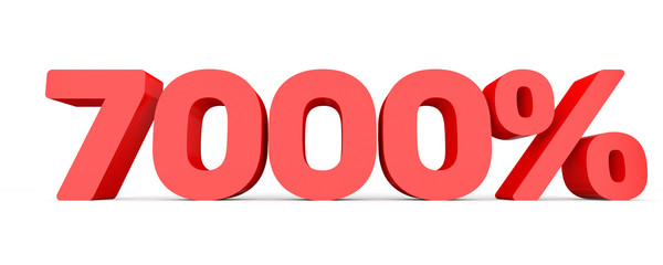 Seven thousand percent. 7000 %. 3d illustration.