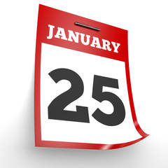 January 25. Calendar on white background.