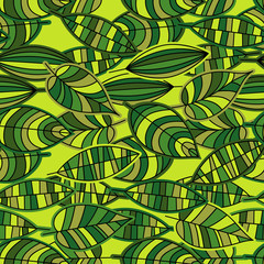 Seamless vector background with decorative leaves. 
