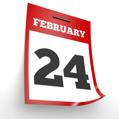 February 24. Calendar on white background.