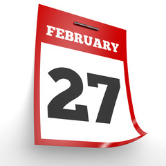 February 27. Calendar on white background.