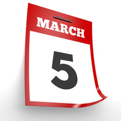 March 5. Calendar on white background.