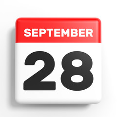 September 28. Calendar on white background.