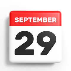 September 29. Calendar on white background.