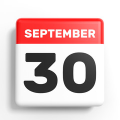 September 30. Calendar on white background.