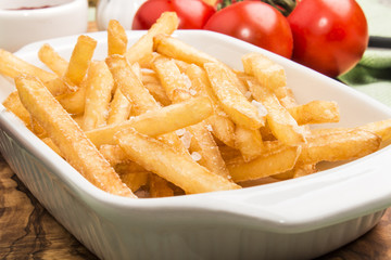 golden brown french fries in a bowl