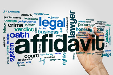 Affidavit word cloud concept on grey background