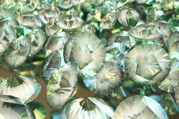 Obraz premium Precious stones, diamonds pile, emeralds in bulk, 3D rendering 