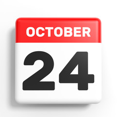 October 24. Calendar on white background.