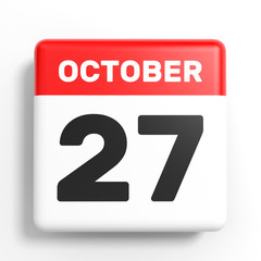 October 27. Calendar on white background.