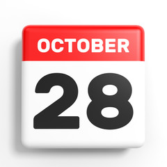 Obraz premium October 28. Calendar on white background.
