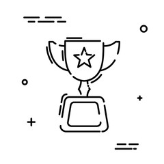 Sports cup winner, in a linear style. Linear icon. Isolated on white background. Vector illustration.