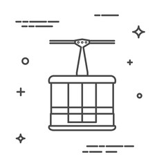 Cab of the cable car in a linear style. Line icon. Isolated on white background. Vector illustration.