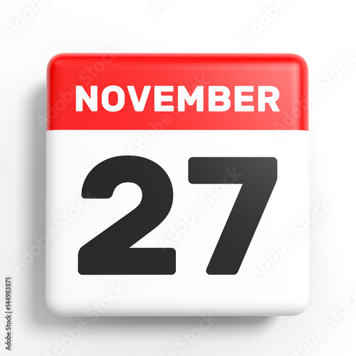 "November 27. Calendar on white background." Stock photo and royalty