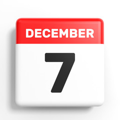 December 7. Calendar on white background.