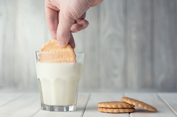 Milk and cookies on the table