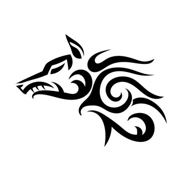 Vector tattoo of a wicked strong wolf on a white background. Angry beast. Stock illustration