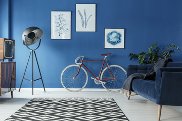 Patterned carpet in room