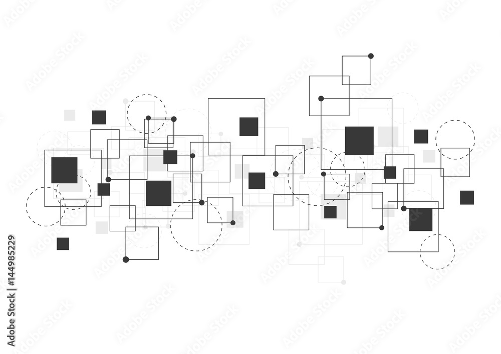 Poster abstract geometric background with square. dot and line connection. vector illustration