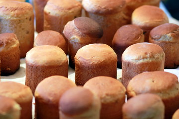 Freshly baked home made Easter bread loaves