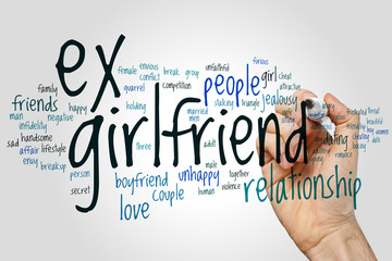 Ex girlfriend word cloud concept on grey background