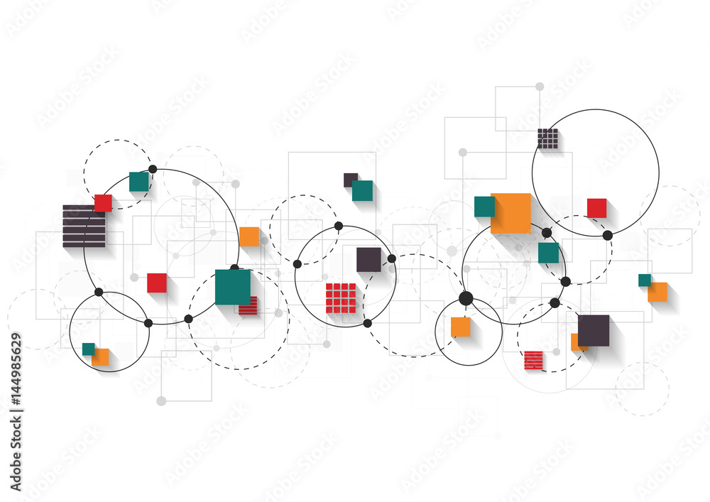 Poster abstract geometric background with square. dot and line connection. vector illustration