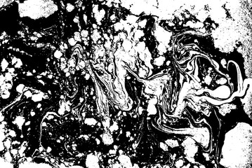 Black and white liquid texture, watercolor hand drawn marbling illustration, abstract background