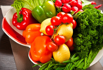 Vegetables on a table in a cafe